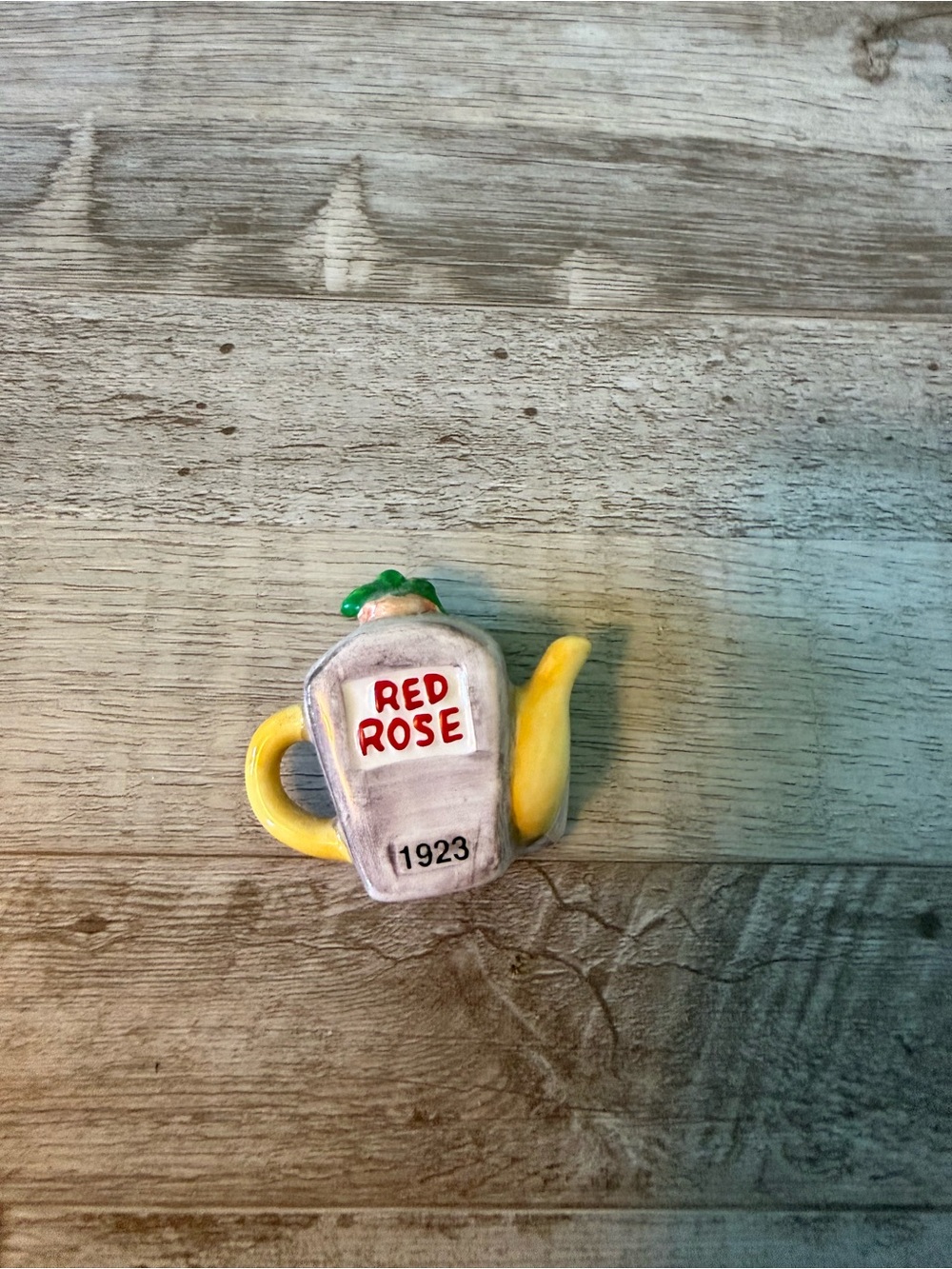 Red Rose Ceramic Teapot Accent in Yellow & White